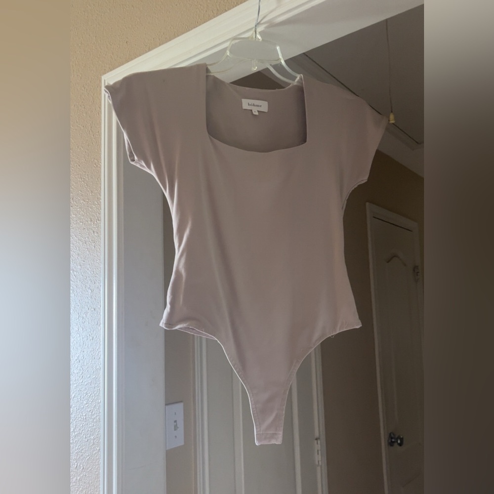 Taupe/cream Bohme Scoop Neck Bodysuit